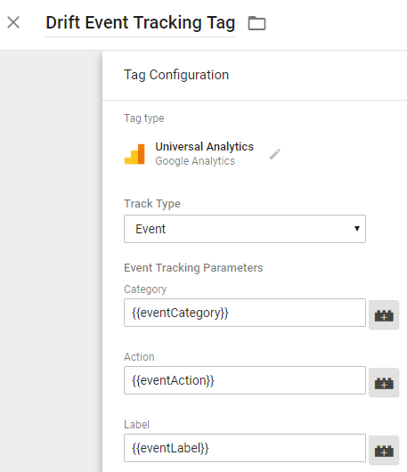 drfit google analytics event tag
